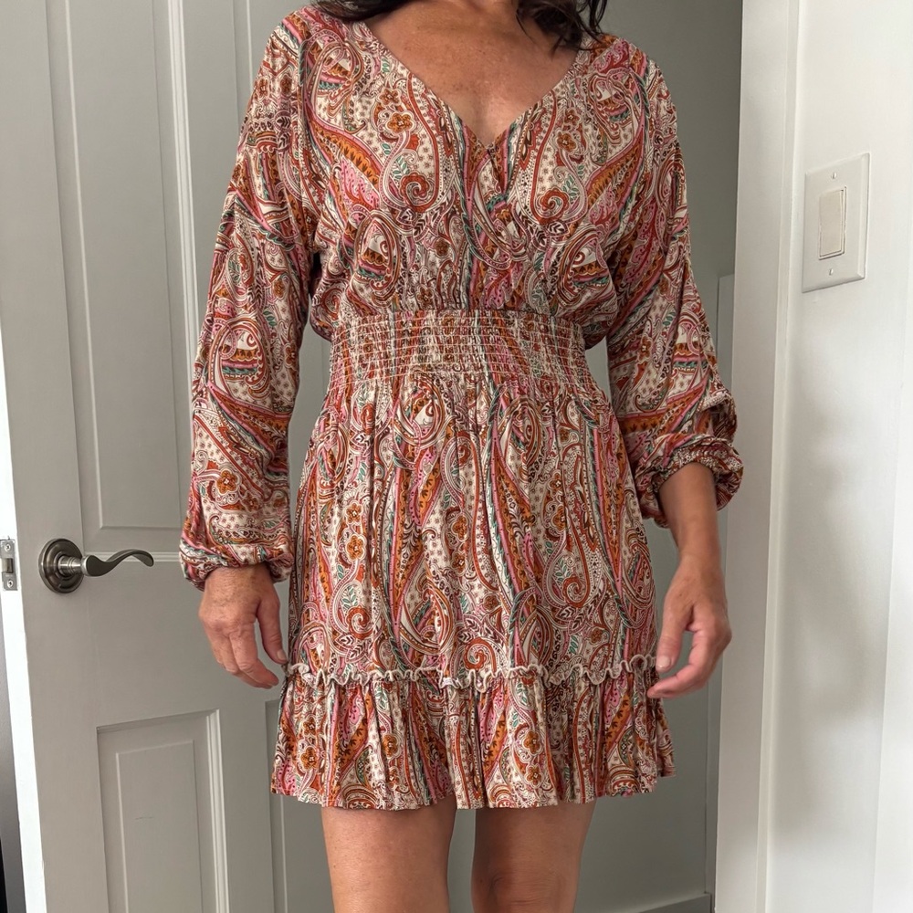 Bohemian Paisley Long Sleeve Dress small